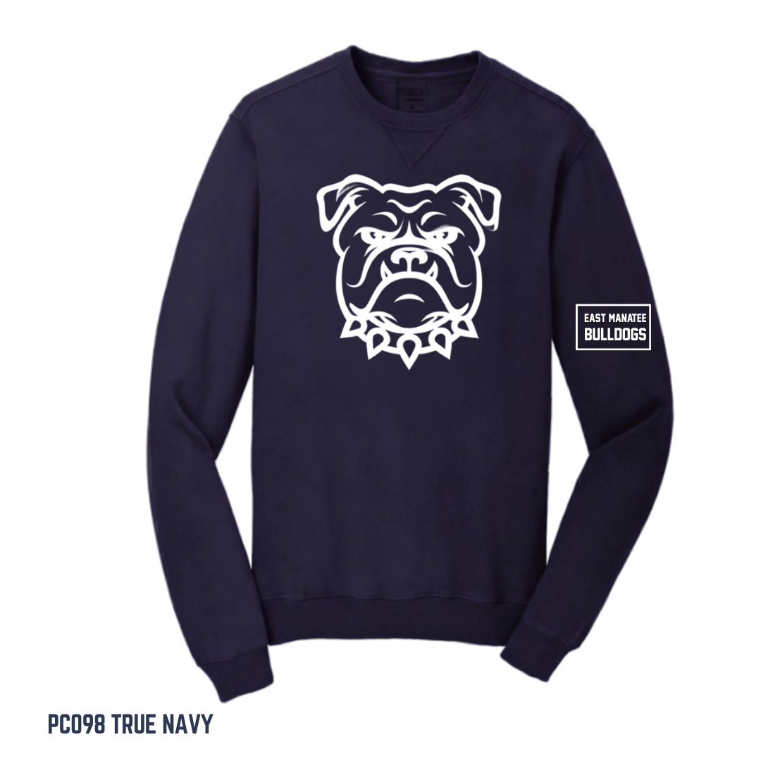 Bulldogs - Adult PC098 Port & Co® Beach Wash® Garment-Dyed Crewneck Sweatshirt