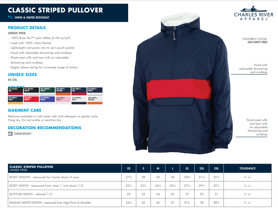 Manatee Rowing Adult Unisex Charles River Classic Striped Pullover 9908