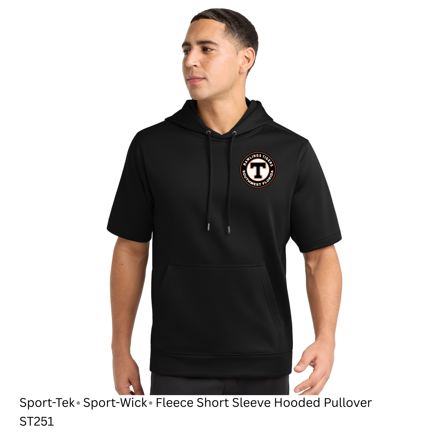 Rawlings Tigers - YST251/ST251 Youth + Adult Sport-Tek ® Sport-Wick ® Fleece Short Sleeve Hooded Pullover