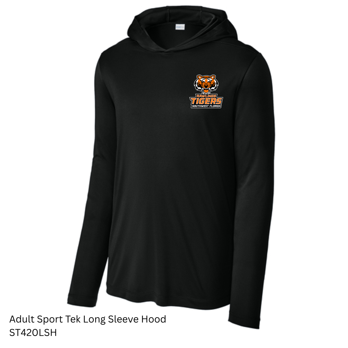 Rawlings Tigers - ST420LSH Adult Sport-Tek® Posi-UV® Pro Long Sleeve Hoodie