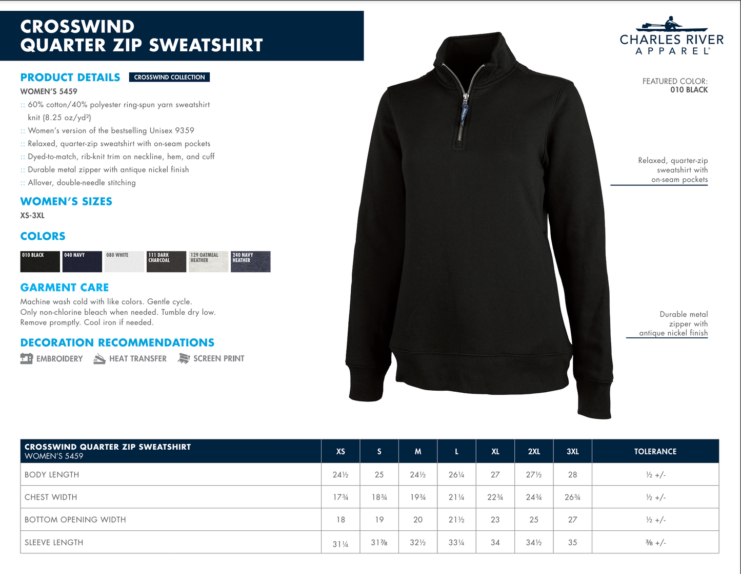 Charles River Ladies Crosswind 1/4 Zip Sweater