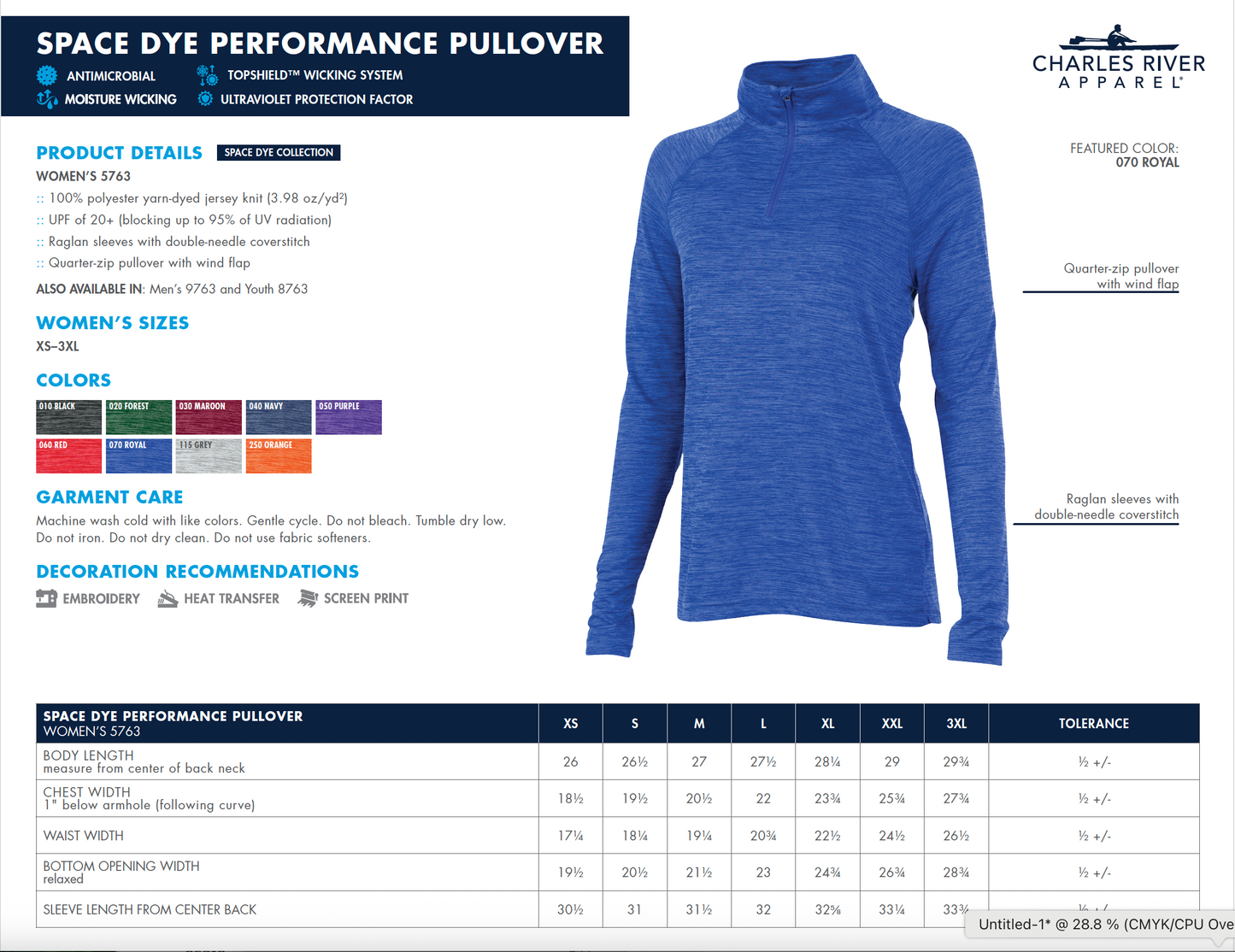 Charles River Women's Space Dye Performance Pullover 5763