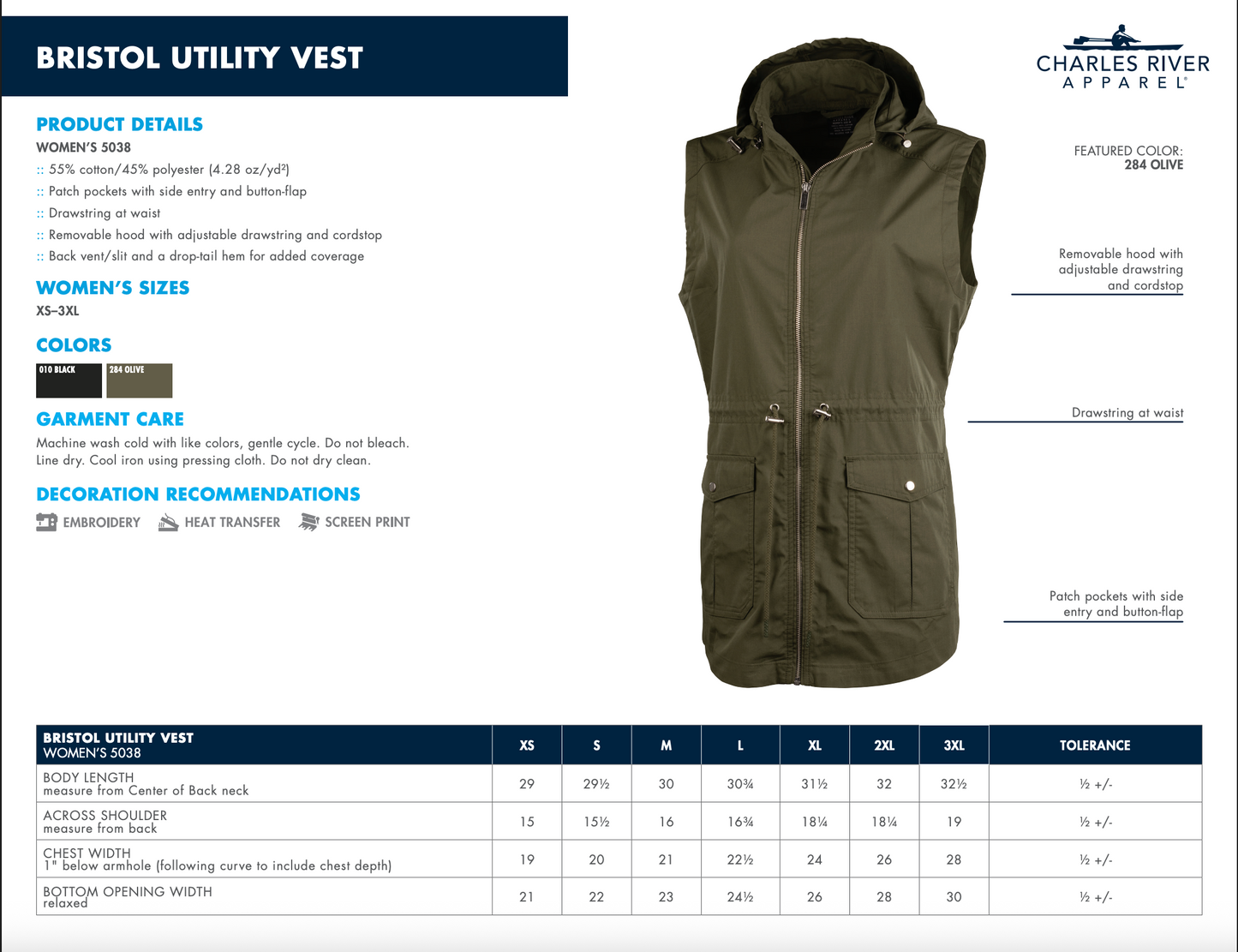 Charles River Women's Bristol Utility Vest 5038