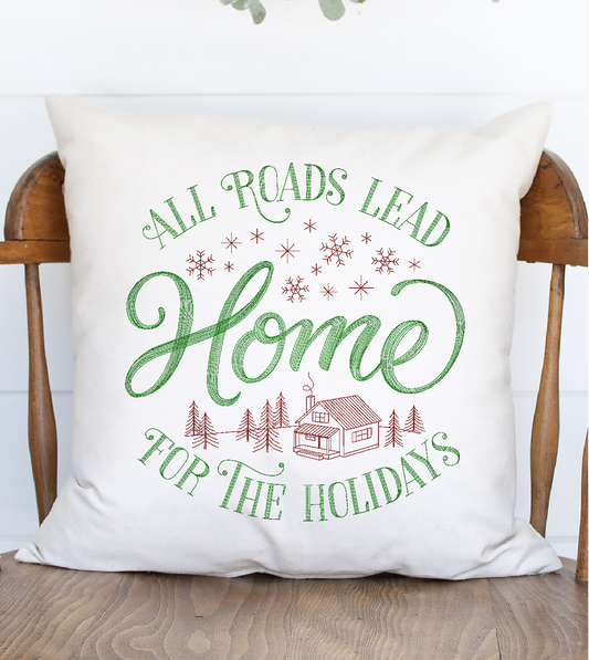 All Roads Lead Home Linen Pillow Cover - Banana Bug Designs