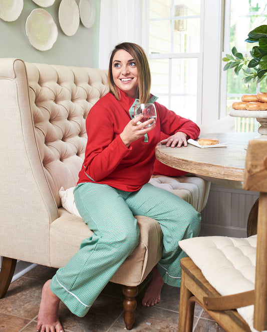 Monogrammed Gingham Lounge Pants