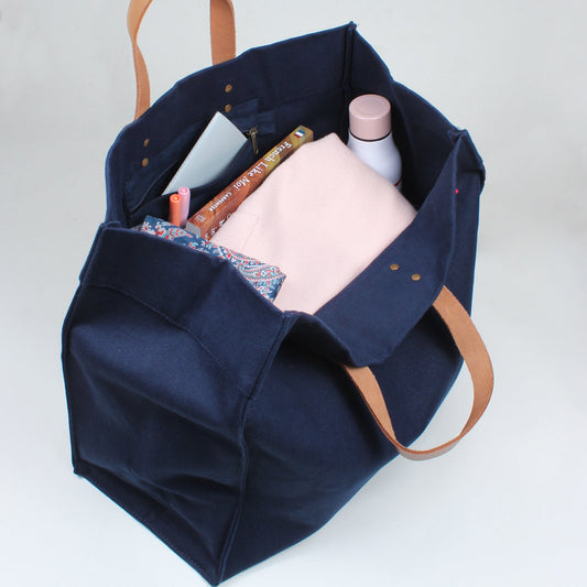 ShoreBags Full Sized Box Tote- Navy