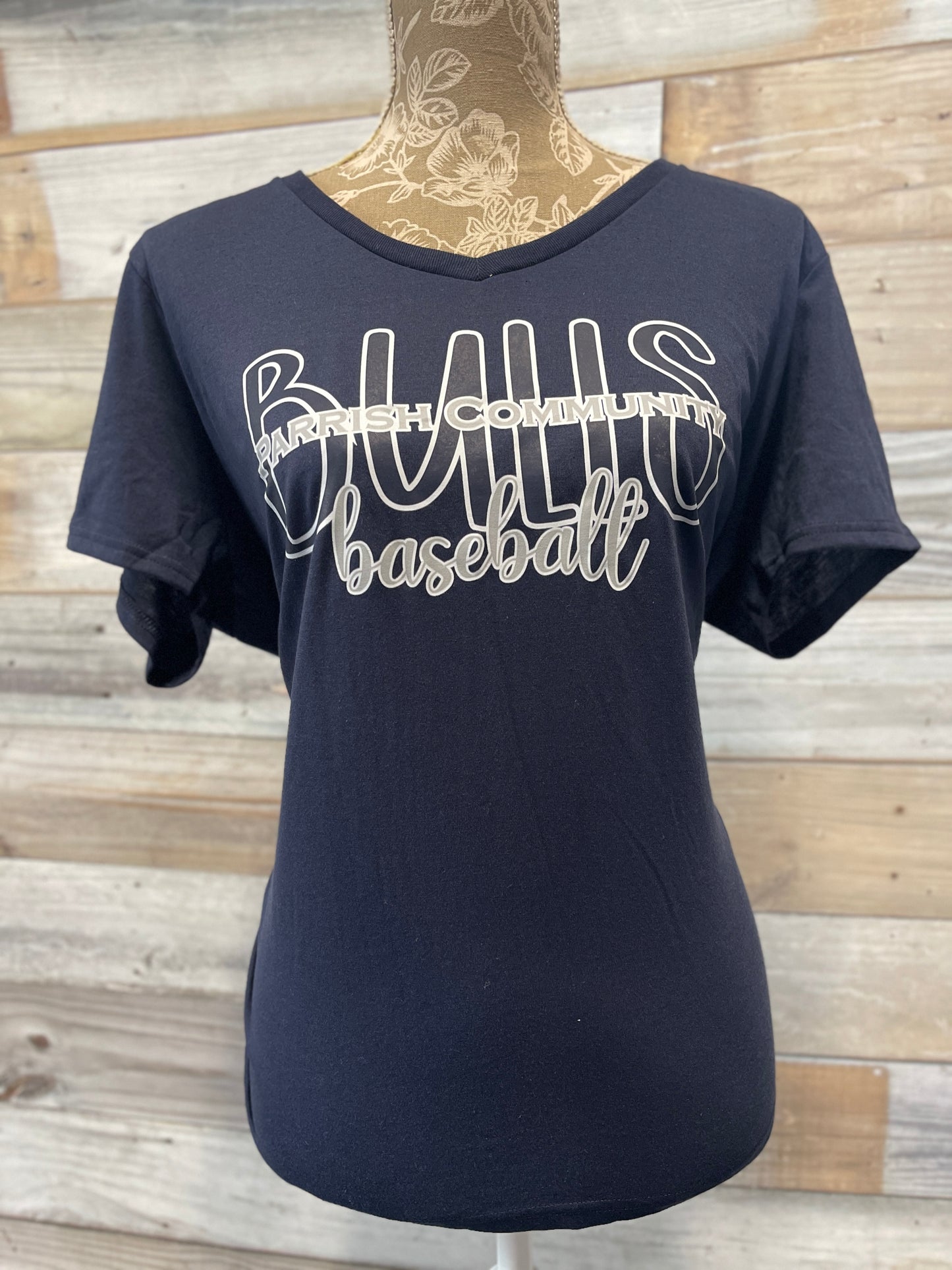 PCHS Bulls Baseball Ladies V Neck Tee