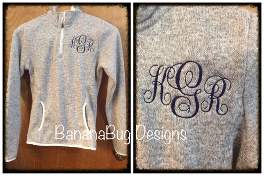 Monogrammed Charles River Heathered Fleece Pullover