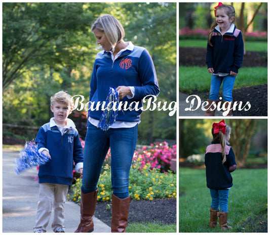 Monogrammed Bailey & Beau Seersucker Quarter-Zip Pullover