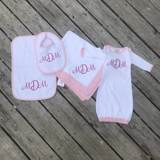 Monogrammed Seersucker Infant Set