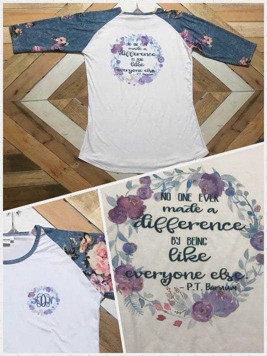 Monogrammed Floral Raglan