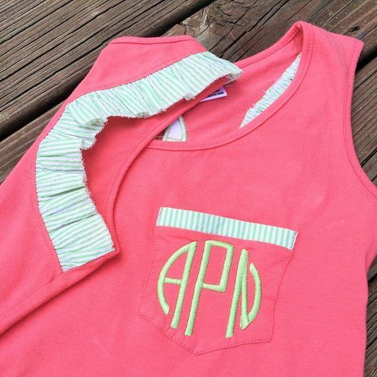 Monogrammed Seersucker Tank