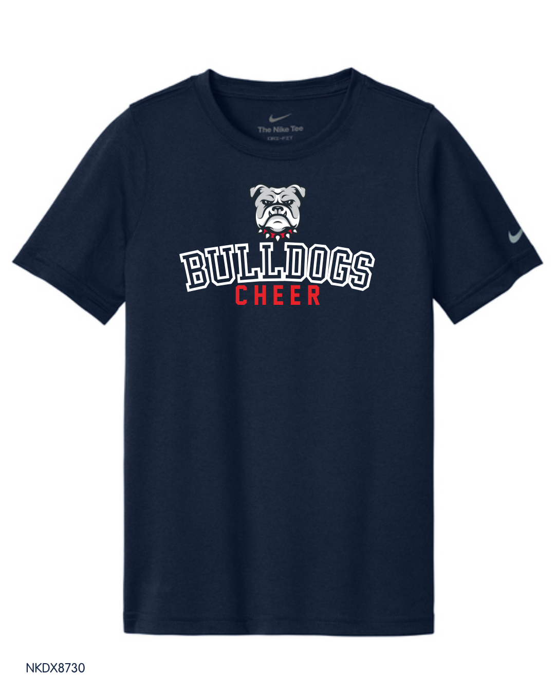Bulldogs - CHEER Youth, Adult, Women's NKDX8730 / NKDX8734 / NKDX8787 Nike Swoosh Sleeve rLegend Tee