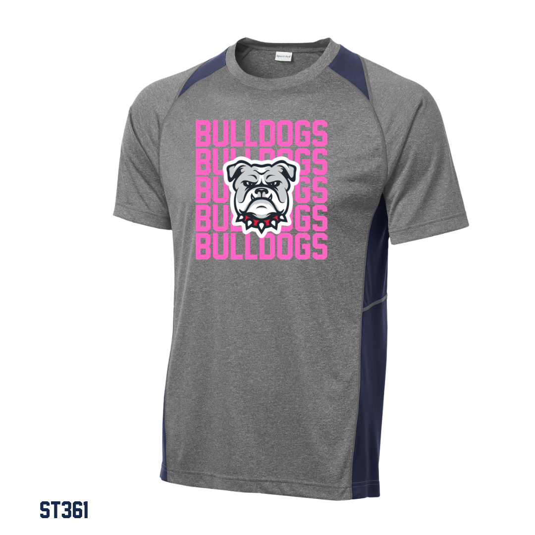 Bulldogs  - PINK OUT Adult  ST361 Sport-Tek® Heather Colorblock Contender™ Tee