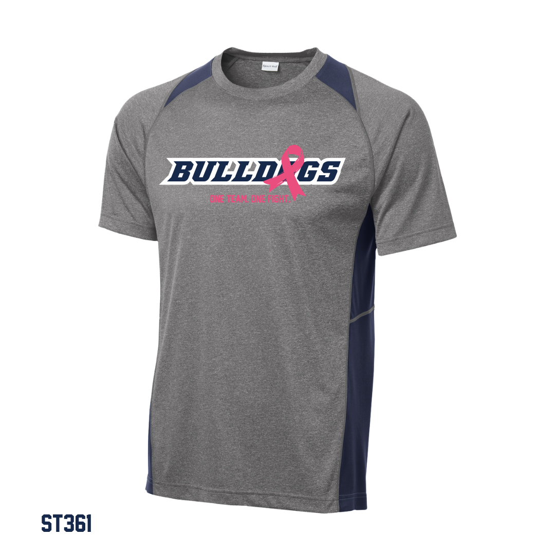 Bulldogs  - PINK OUT Adult ST361 Sport-Tek® Heather Colorblock Contender™ Tee