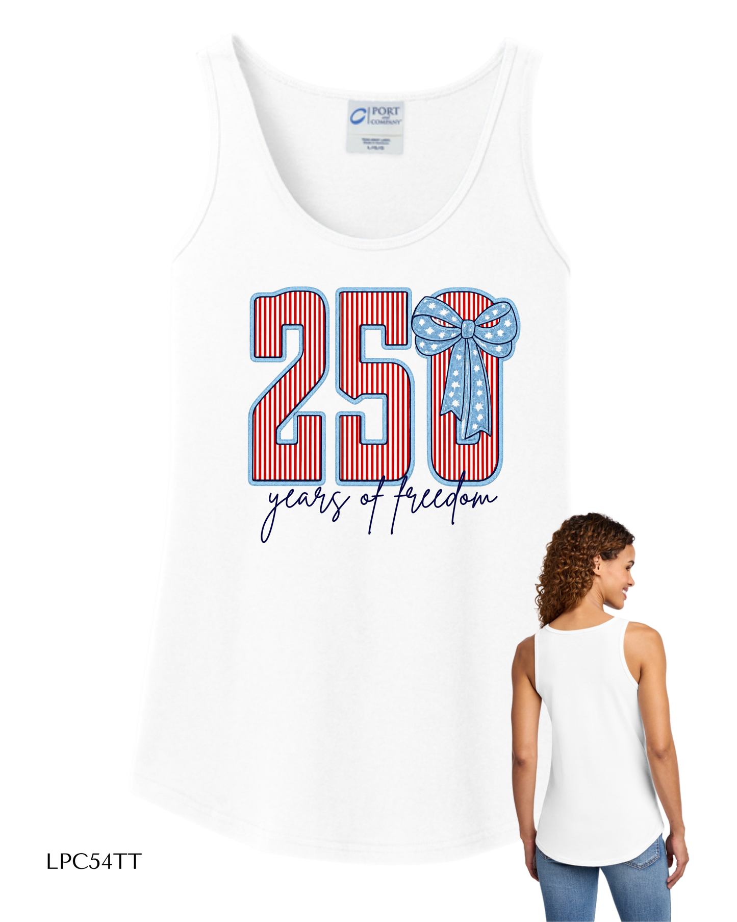 250 Years of Freedom -- Port & Company® Ladies Core Cotton Tank Top.  LPC54TT