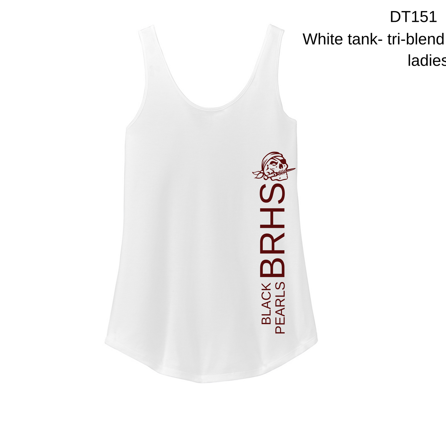 Black Pearls Tank tri-blend DT151 - pirate skull with BRHS Black Pearls (Maroon down side)