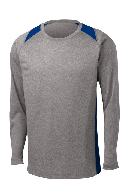ST361LS  Sport-Tek® Long Sleeve Heather Colorblock Contender™ Tee