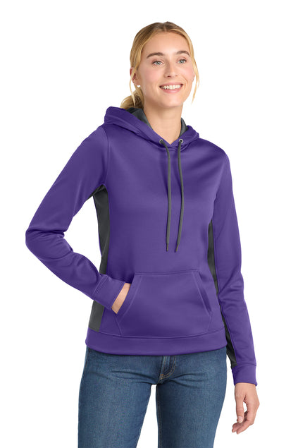 LST235  Sport-Tek® Women's Sport-Wick® Fleece Colorblock Hooded Pullover