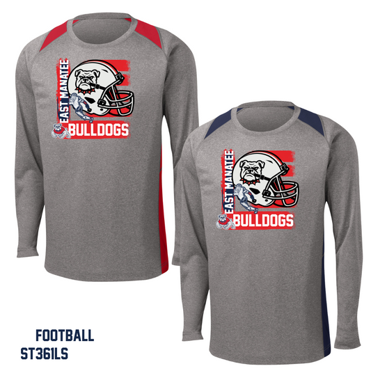 Bulldogs  - Adult ST361LS Sport-Tek® Long Sleeve Heather Colorblock Contender™ Tee