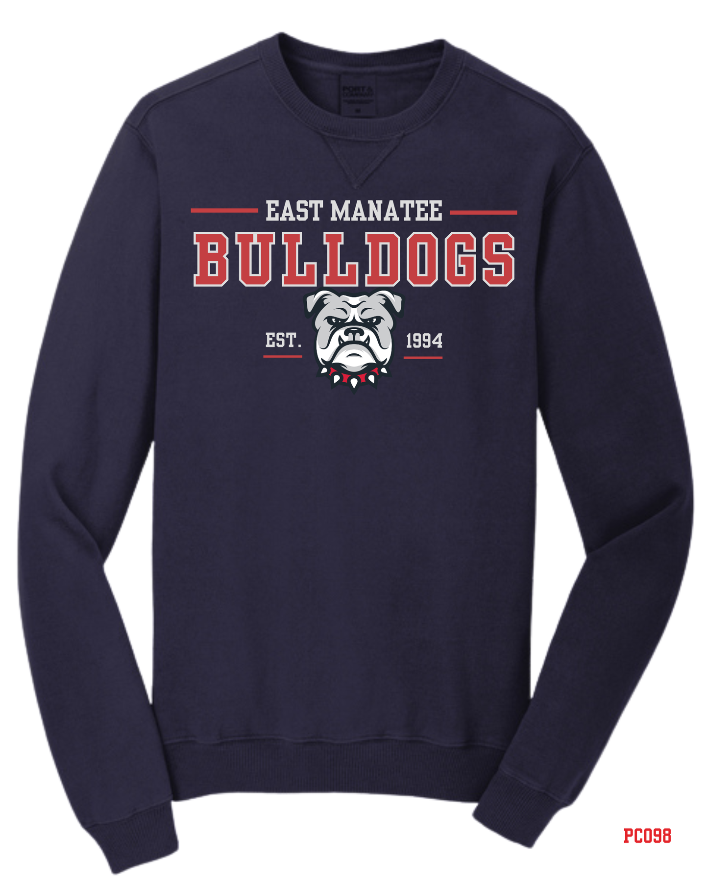 Bulldogs  - Adult PC098 Port & Co® Beach Wash® Garment-Dyed Crewneck Sweatshirt