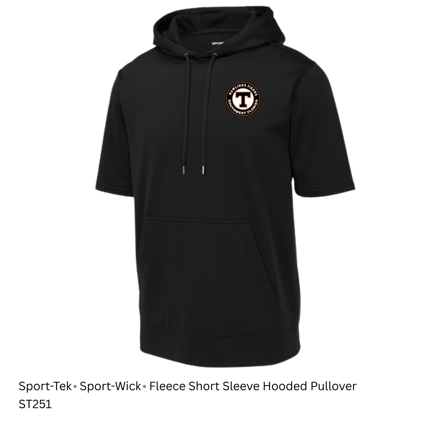 Rawlings Tigers - YST251/ST251 Youth + Adult Sport-Tek ® Sport-Wick ® Fleece Short Sleeve Hooded Pullover