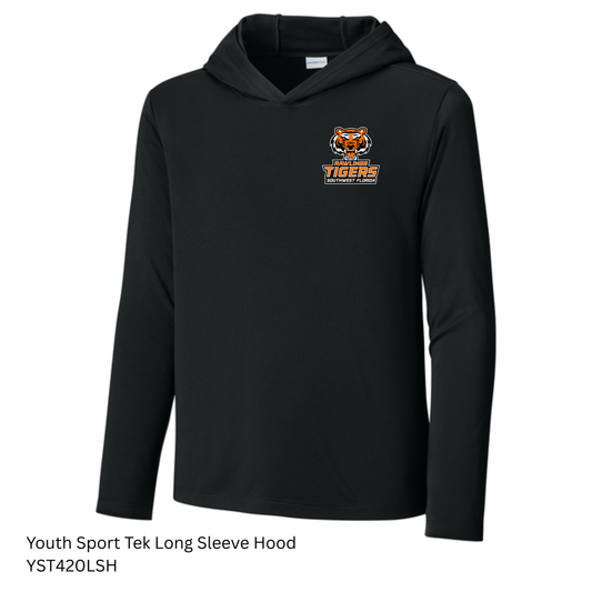 Rawlings Tigers - YST420LSH  Sport-Tek® Youth Posi-UV® Pro Long Sleeve Hoodie
