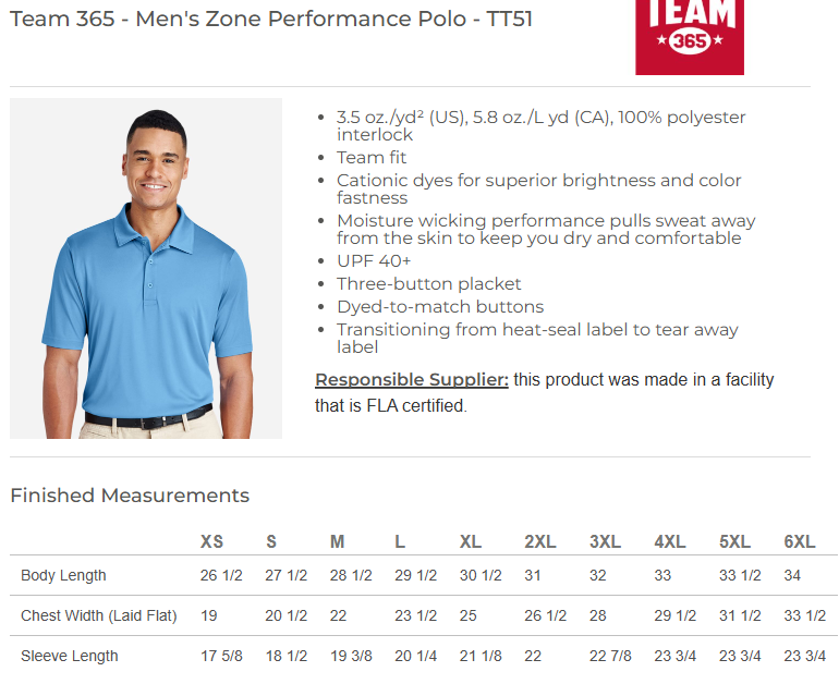 Lakewood Ranch Christian School - Team 365 - Youth and Adult Zone Performance Polo - TT51Y / TT51