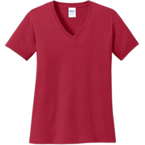 Port & Company® Ladies Core Cotton V-Neck Tee. LPC54V