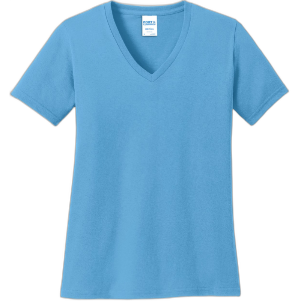 Port & Company® Ladies Core Cotton V-Neck Tee. LPC54V
