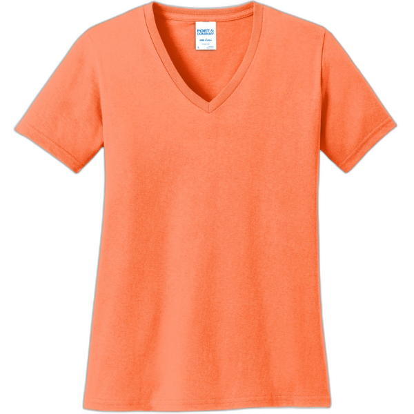 Port & Company® Ladies Core Cotton V-Neck Tee. LPC54V