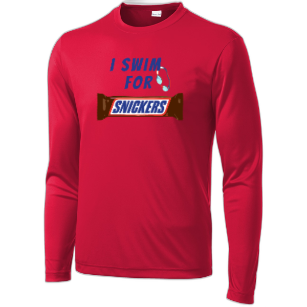 I Swim for Snickers - Sport-Tek® Long Sleeve PosiCharge® Competitor™ Tee. ST350LS