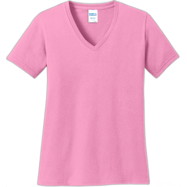 Port & Company® Ladies Core Cotton V-Neck Tee. LPC54V