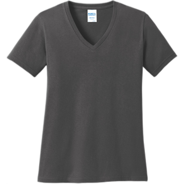Port & Company® Ladies Core Cotton V-Neck Tee. LPC54V