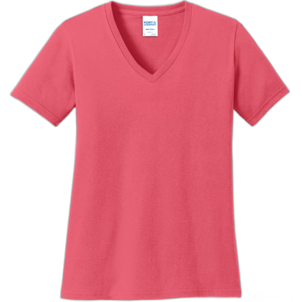 Port & Company® Ladies Core Cotton V-Neck Tee. LPC54V