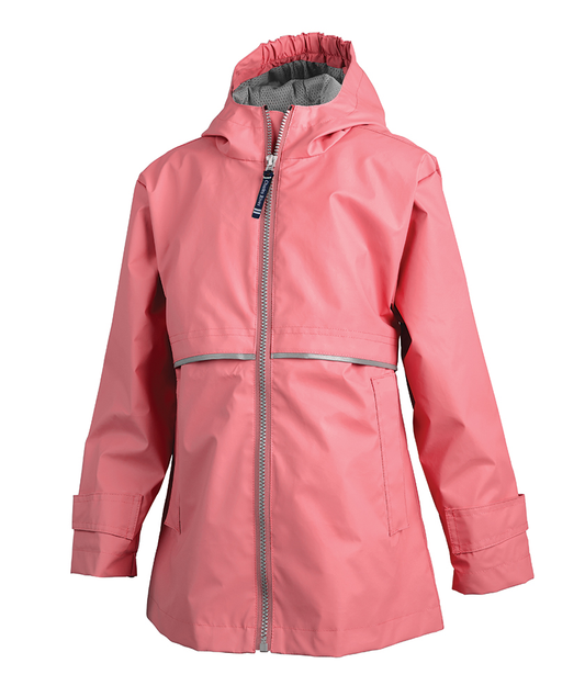 Girls CR New Englander Rain Jacket-- Coral