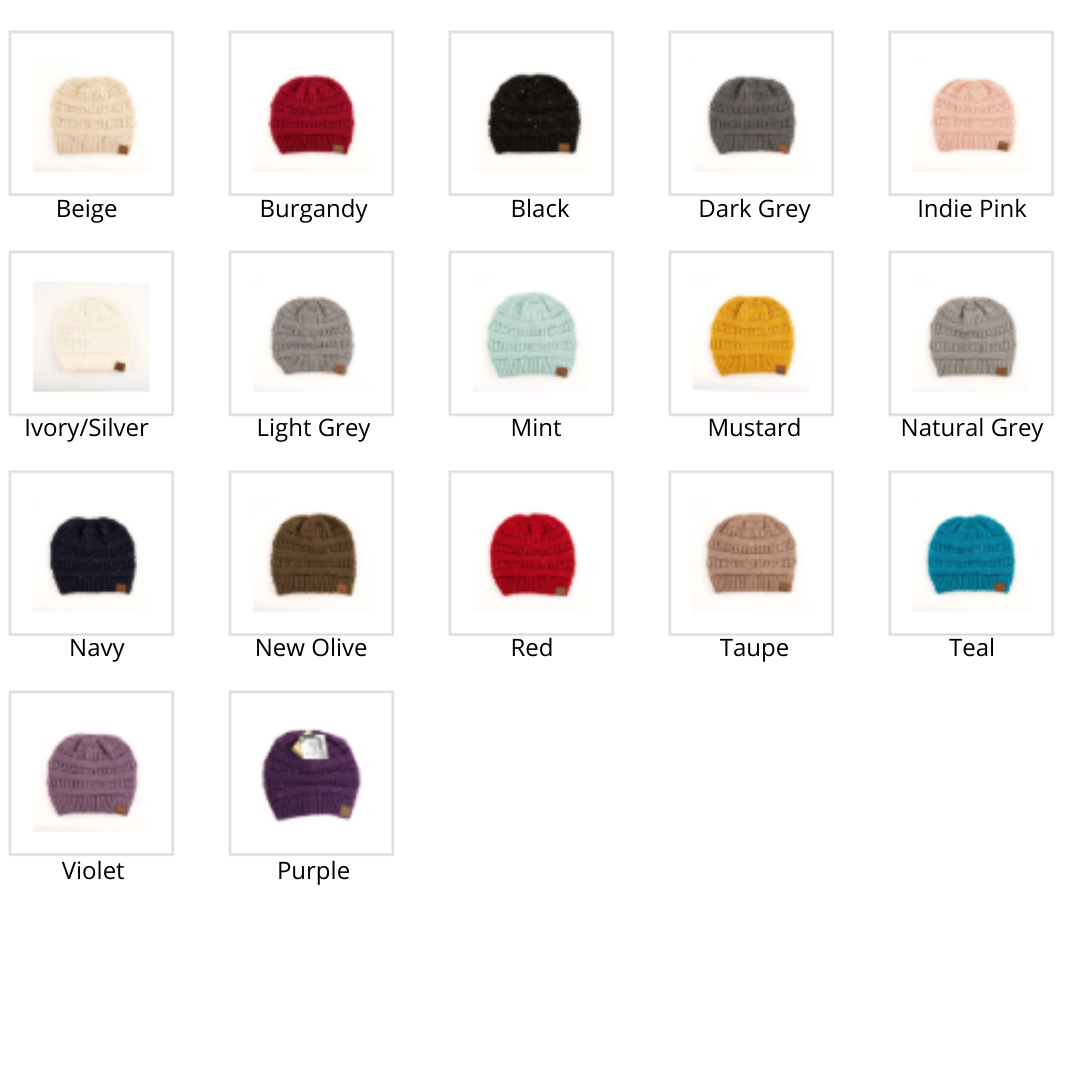 CC Beanie Sequin Ponytail Beanie - Banana Bug Designs