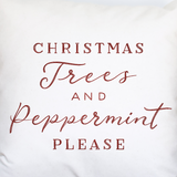 Christmas Trees Peppermint Please Linen Pillow Cover - Banana Bug Designs