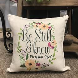 Be Still and Know Linen Pillow Cover - Banana Bug Designs