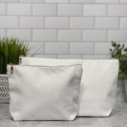White Polyester Canvas Zip Pouch
