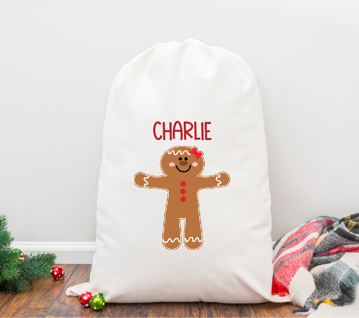 Gingerbread Girl Personalized Santa Sack
