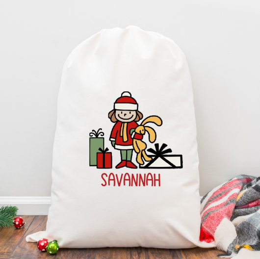 Girl with Gifts Personalized Santa Sack