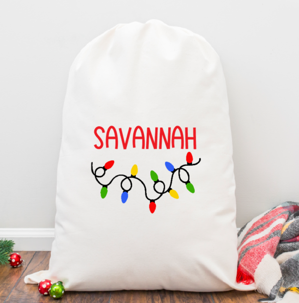 Cute Lights Personalized Santa Sack