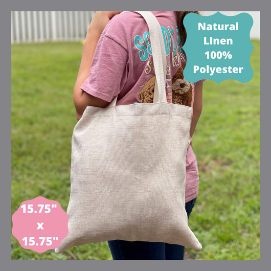 100% Polyester Natural Linen Tote-- BLANK