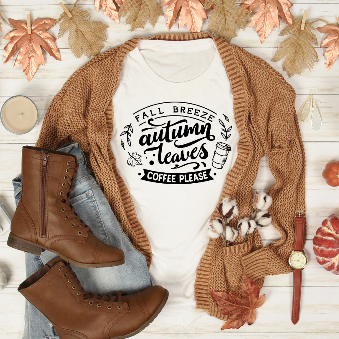 Fall Breeze, Autumn Leaves, Coffee Tee