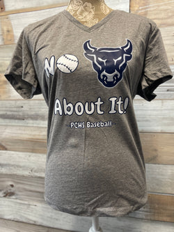 PCHS Baseball No ‘Bull’ About It Ladies V Neck Tee