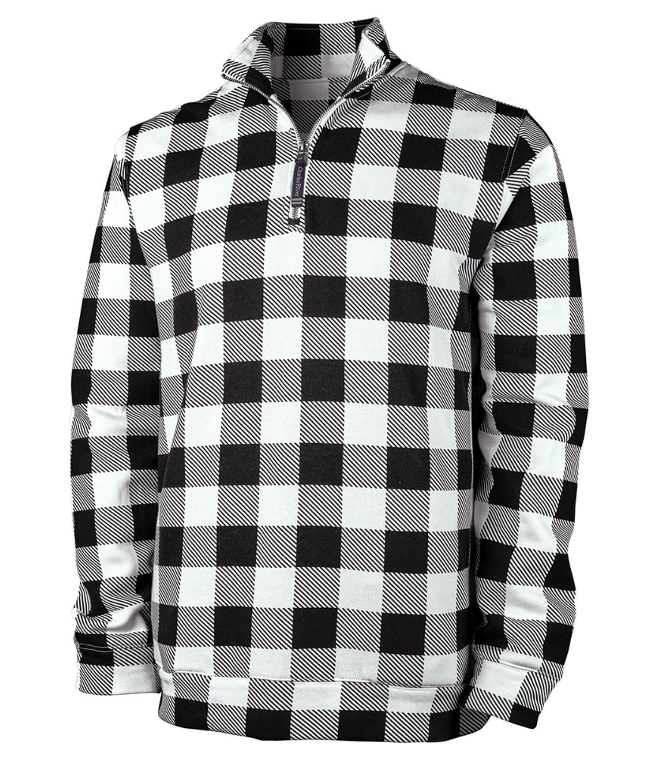 White and Black Buffalo Check Crosswind Unisex 1/4 Zip