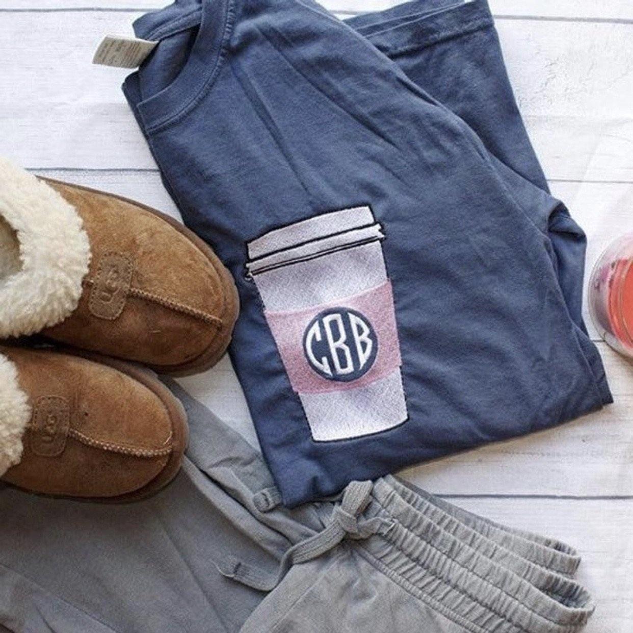 Coffee Cup Monogrammed Tee