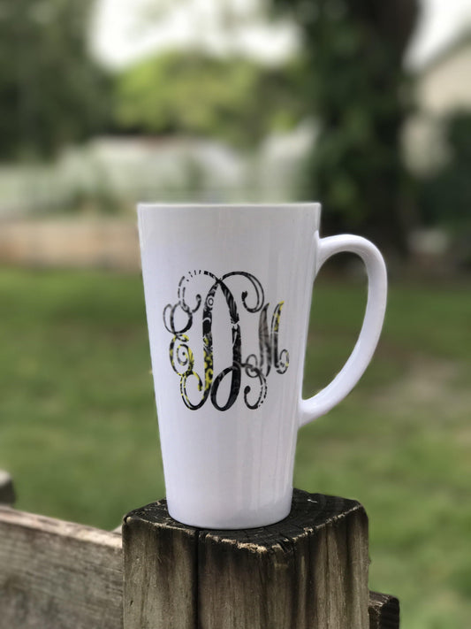 Monogrammed Latte Mug - Banana Bug Designs