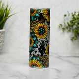 Sunflowers and Turquoise Skinny Tumbler